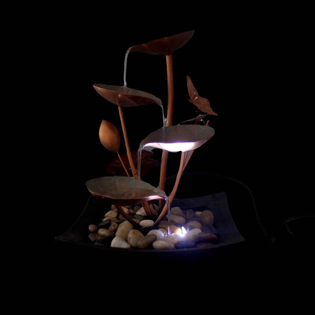 At Home Lotus Table Outdoor Fountain With Light 12"