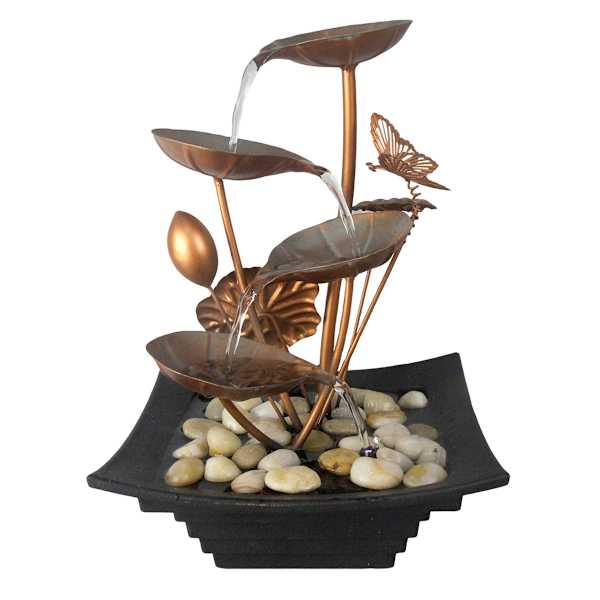at home Lotus Table Outdoor Fountain With Light 12"