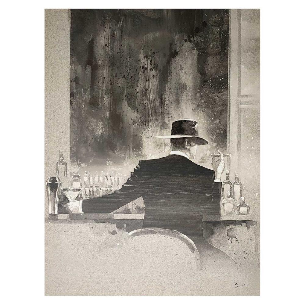 At Home Man With Cigar Canvas Wall Art 30x40