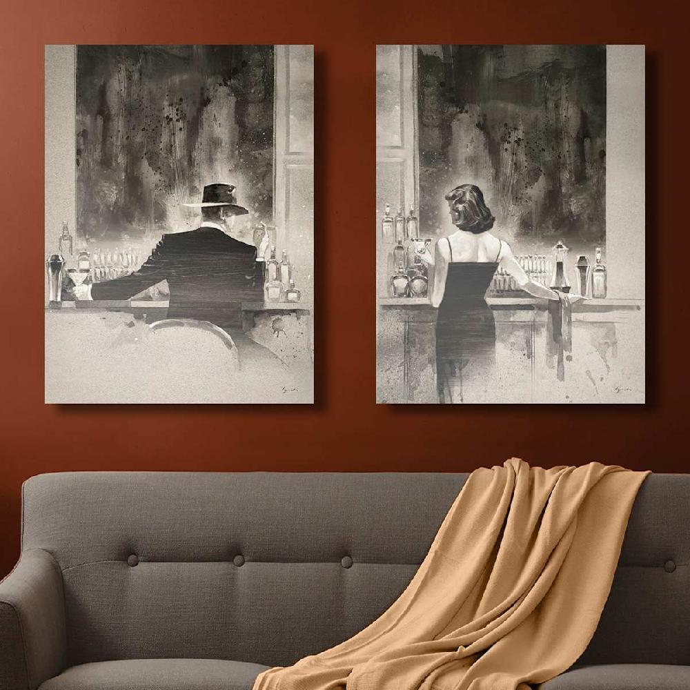 At Home Man With Cigar Canvas Wall Art 30x40