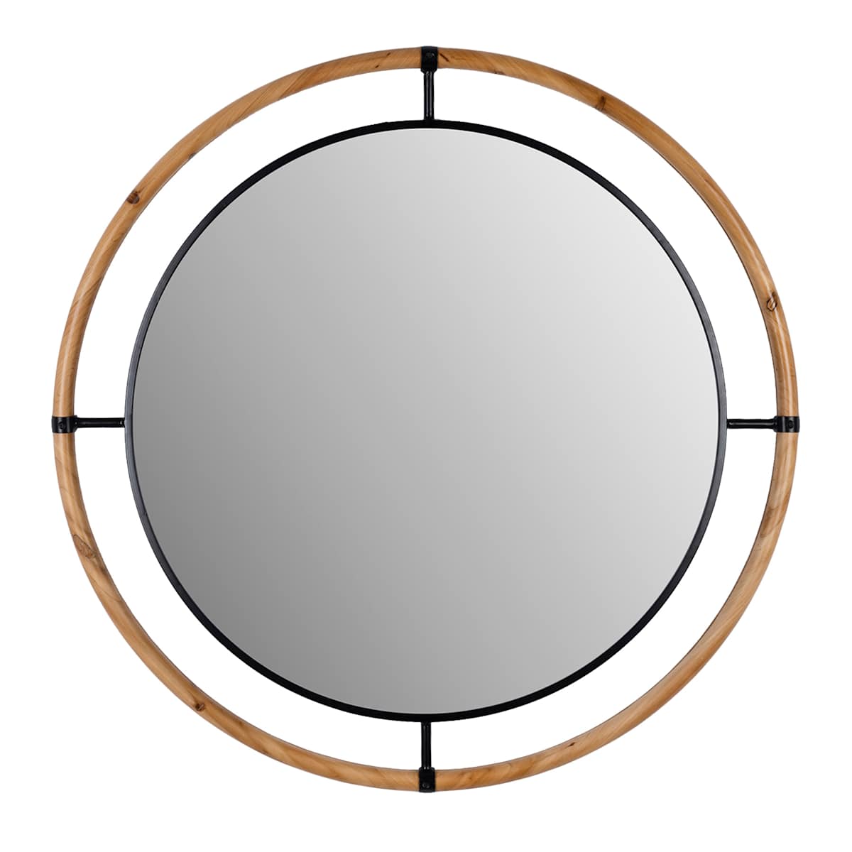 At Home Metal & Wood Wall Mirror 36"