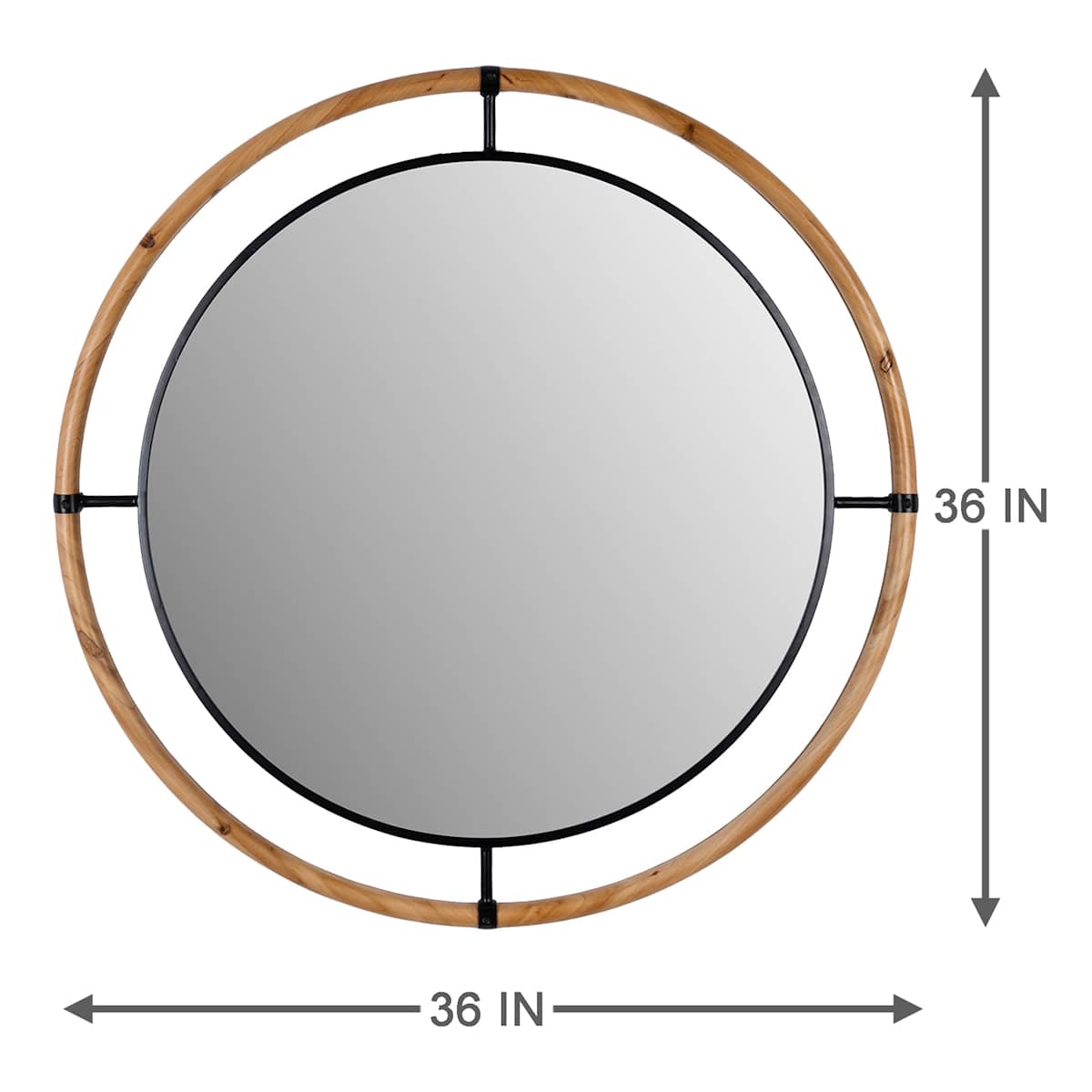 At Home Metal & Wood Wall Mirror 36"