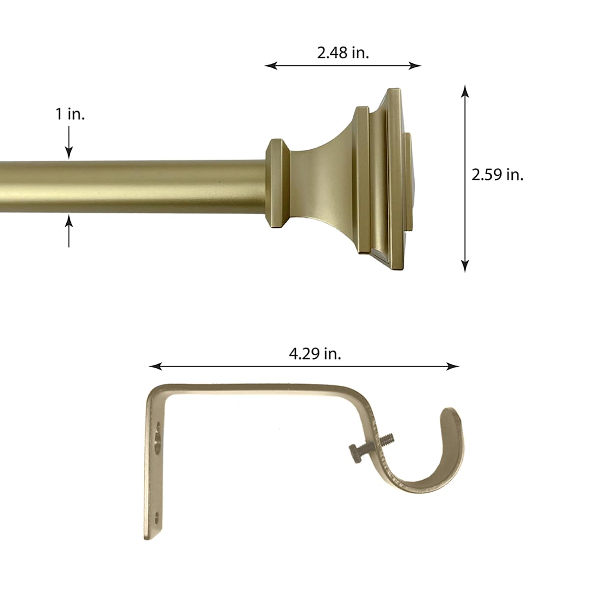 At Home Mitchell 1" Brass Square Curtain Rod 18-36"