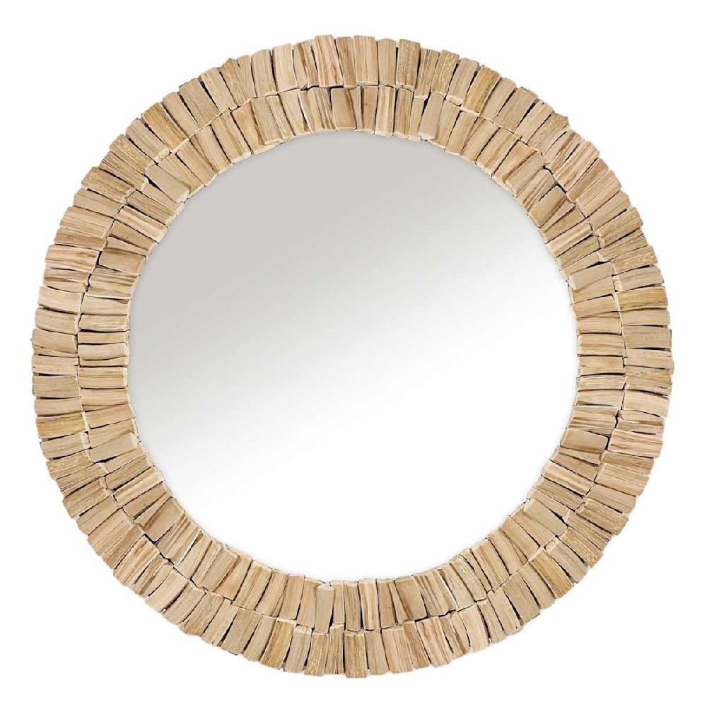 At Home Natural Driftwood Round Wall Mirror 35"