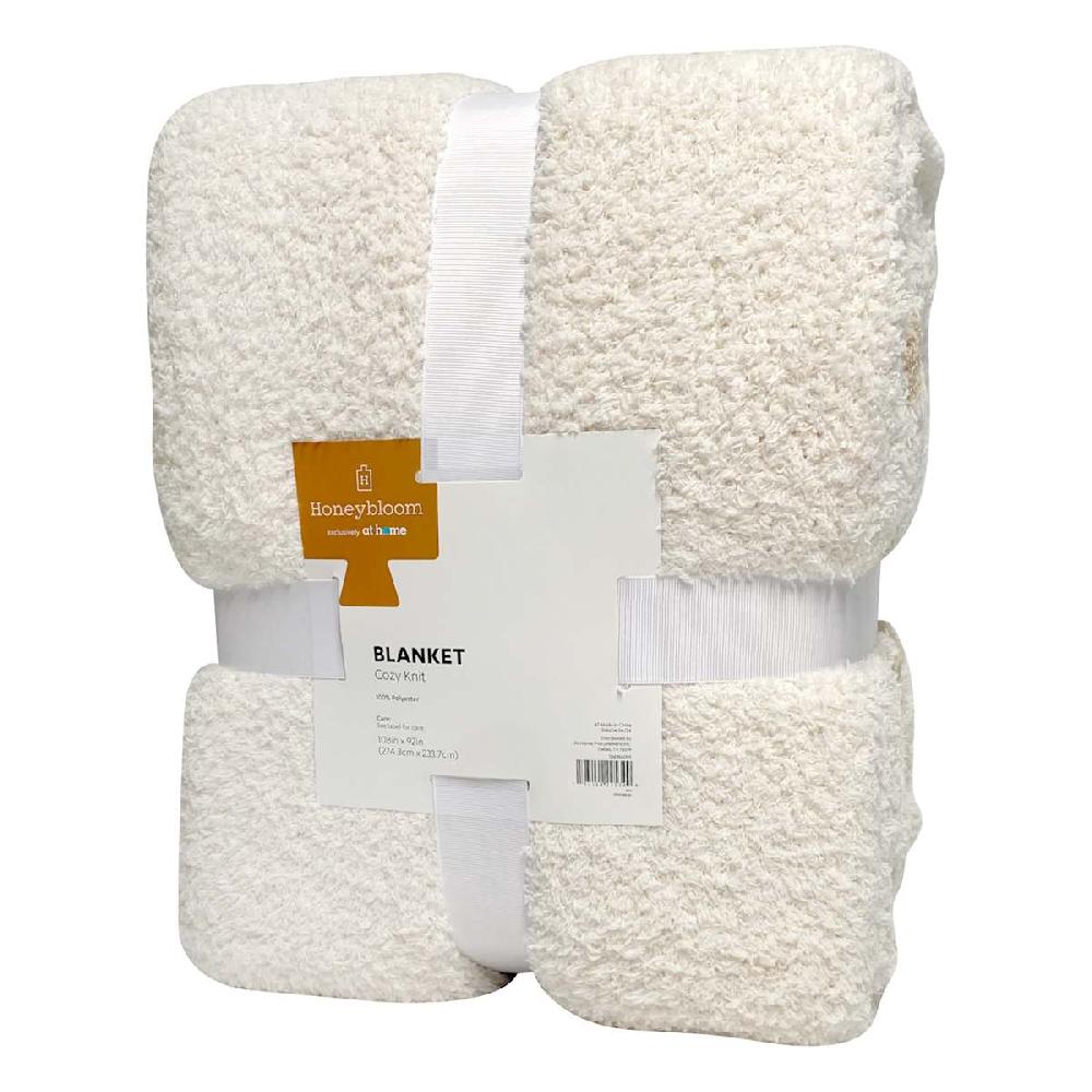 At Home Natural Stripe Cozy Knit Bed Blanket King