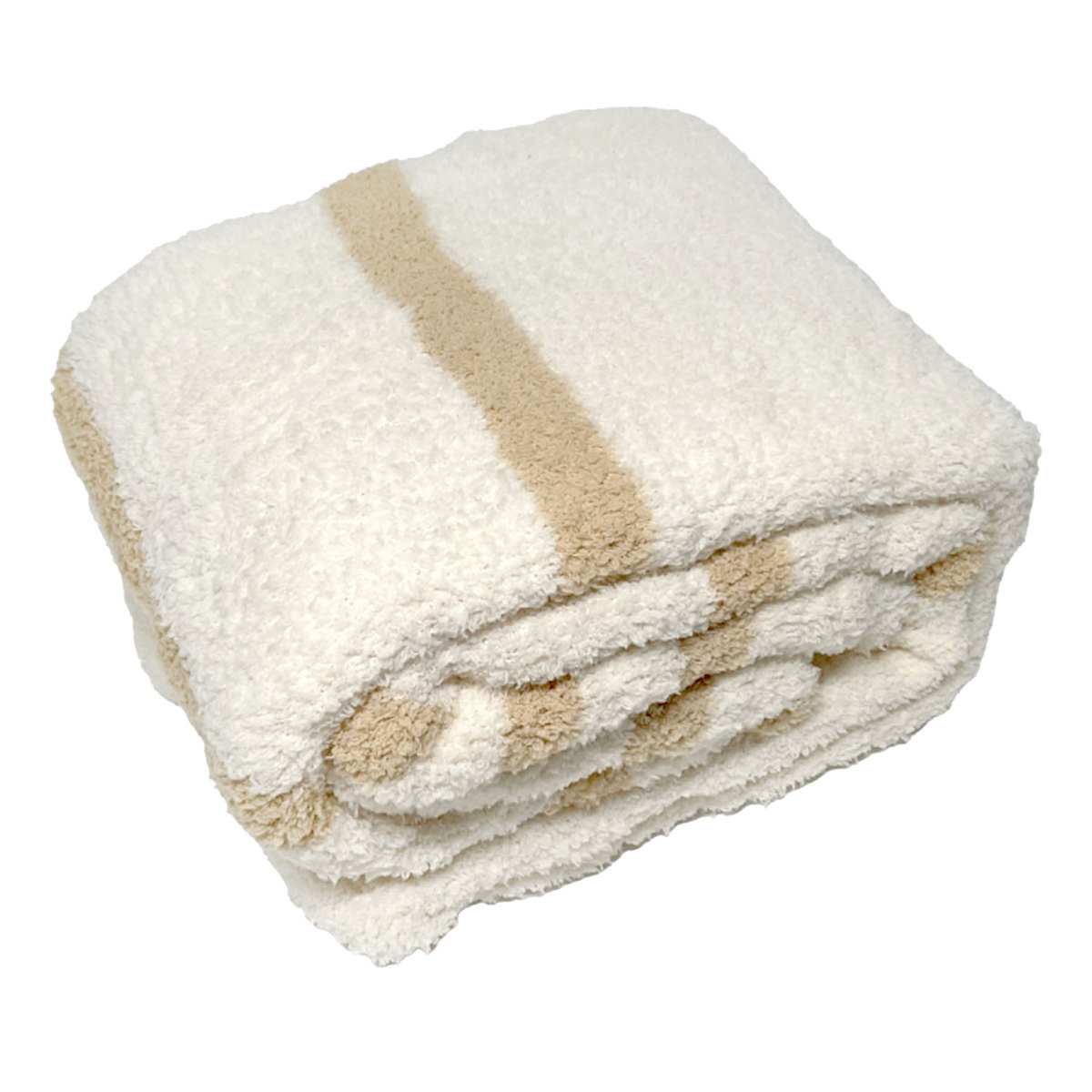 At Home Natural Stripe Cozy Knit Bed Blanket King