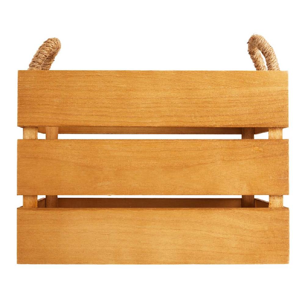 At Home Natural Wooden Storage Basket Large