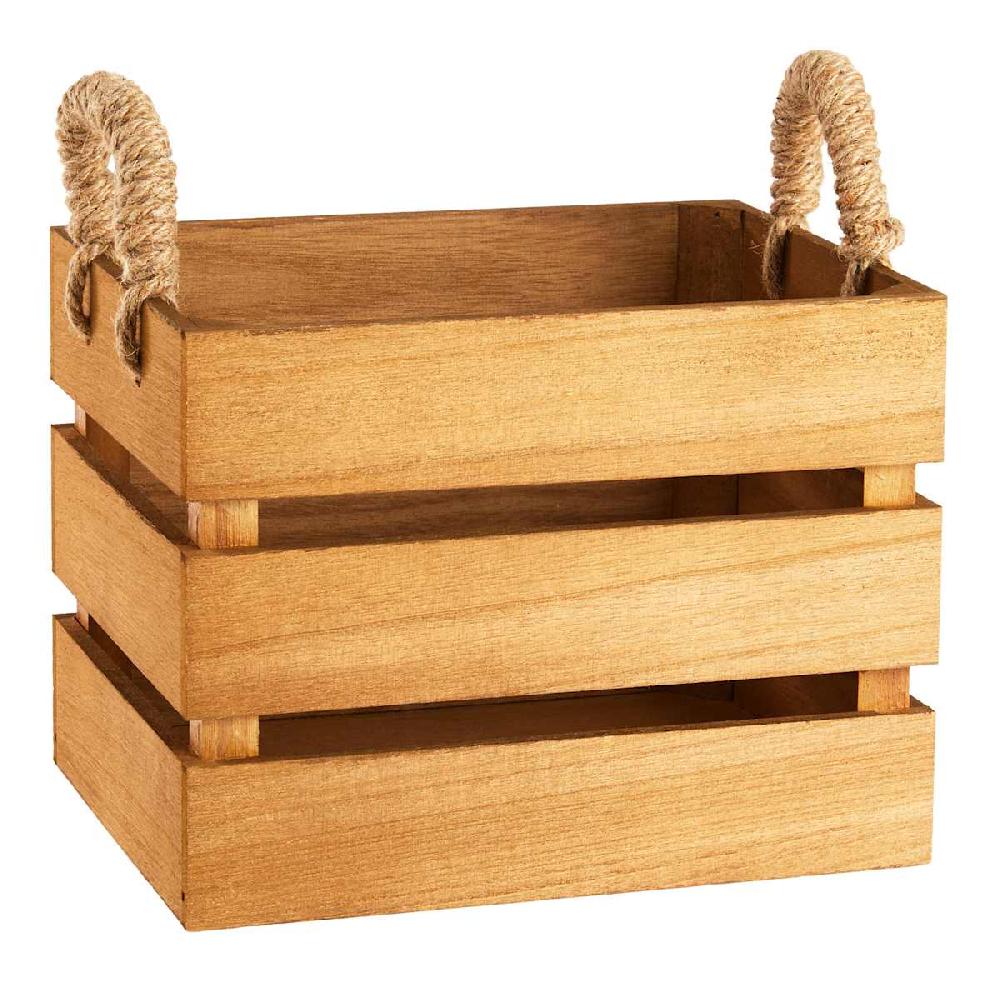 At Home Natural Wooden Storage Basket Small