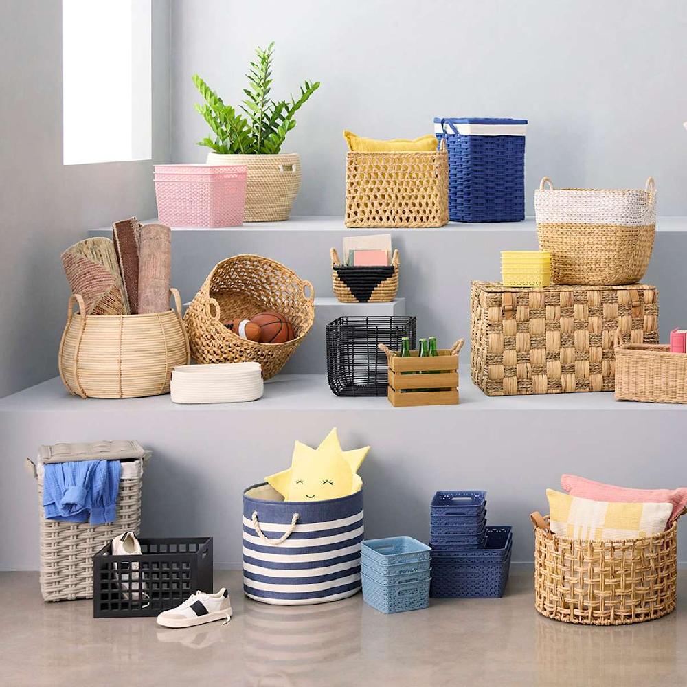 At Home Natural Wooden Storage Basket Small