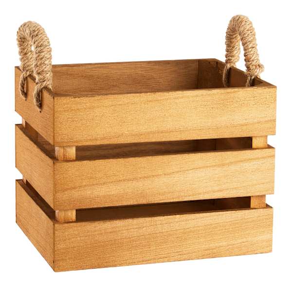 at home Natural Wooden Storage Basket Small