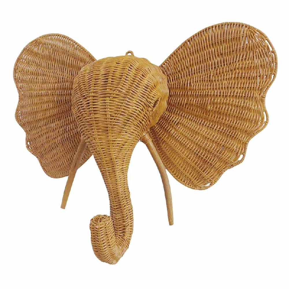 At Home Natural Woven Elephant Wall Decor 18x20