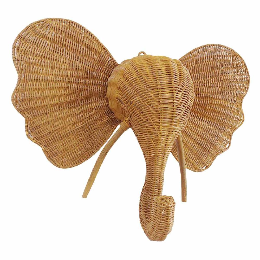 At Home Natural Woven Elephant Wall Decor 18x20