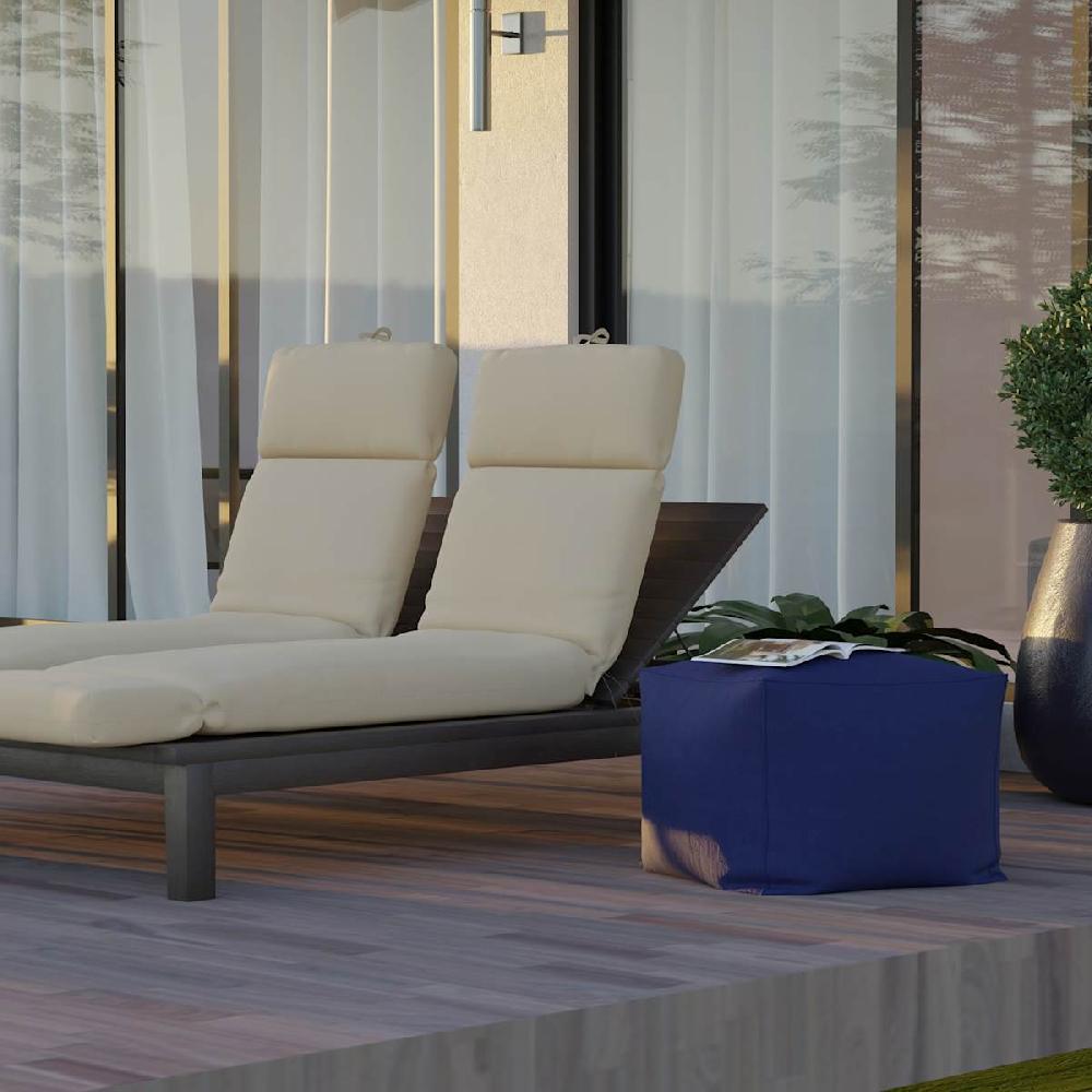 At Home Navy Blue Canvas Outdoor Pouf 20"