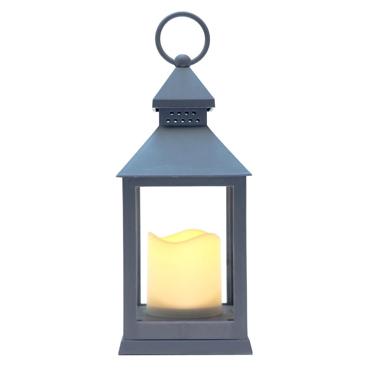 At Home Navy Blue LED Lantern 9.5"