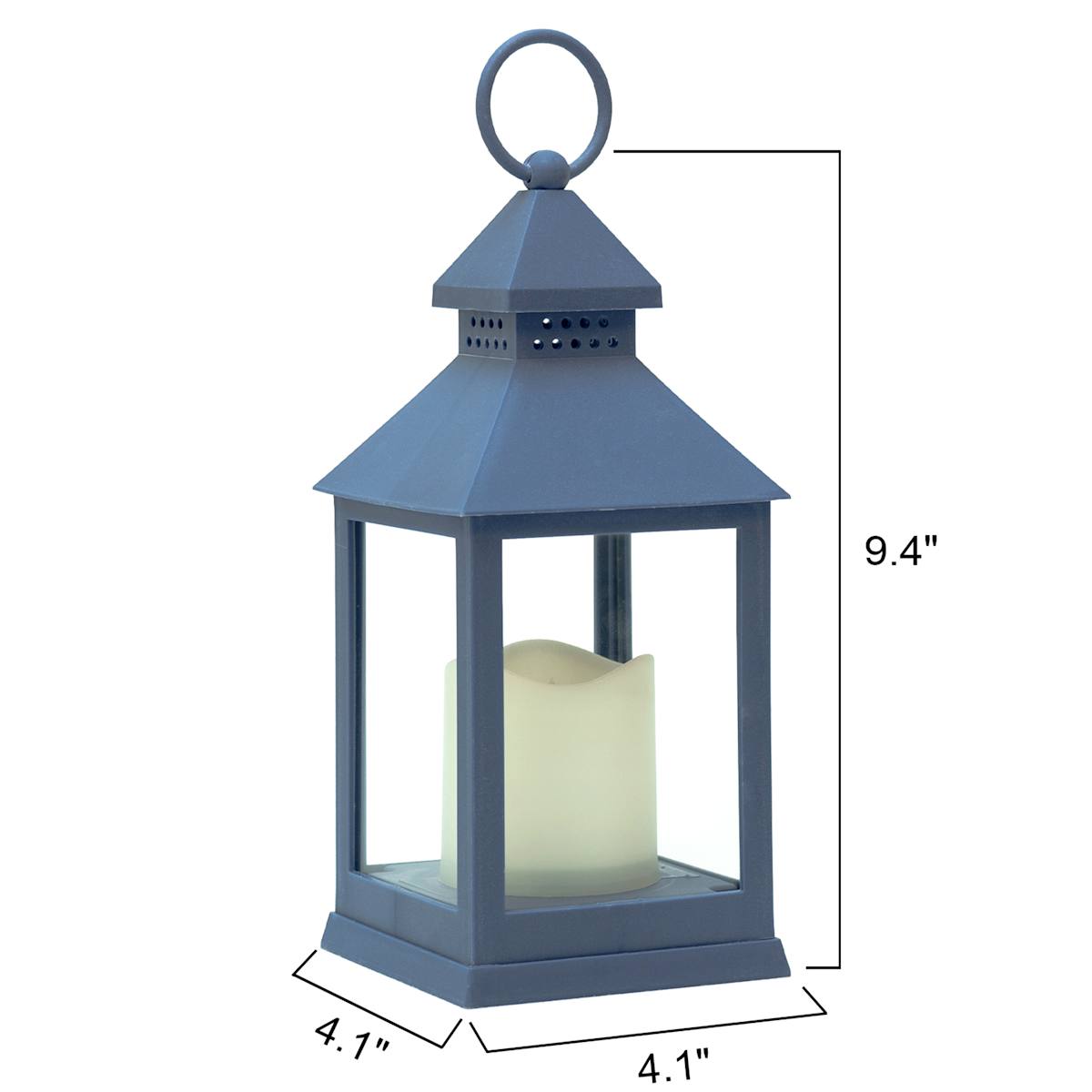 At Home Navy Blue LED Lantern 9.5"