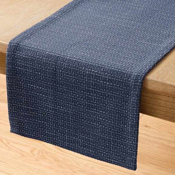at home Navy Rustic Grid Table Runner 14x72