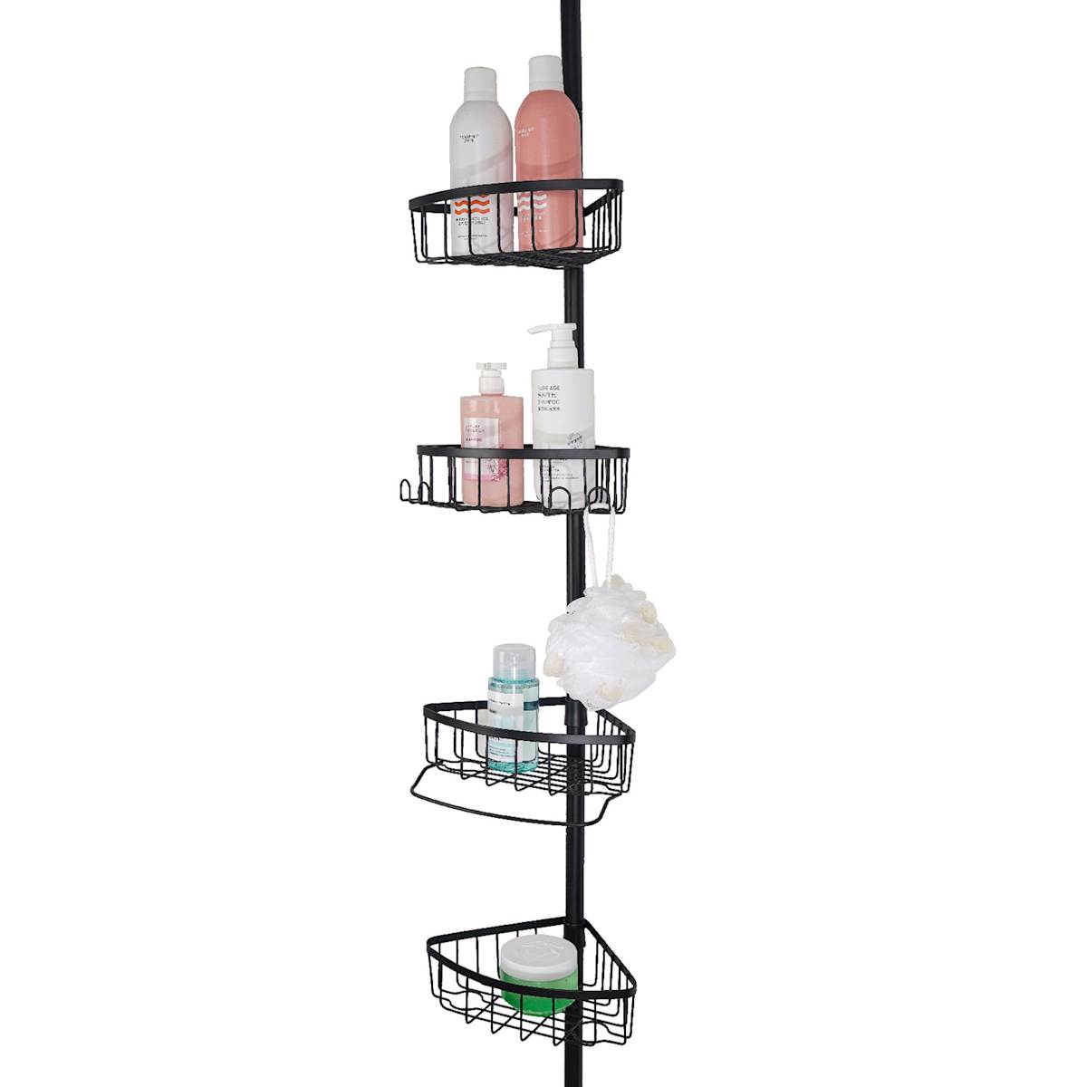 At Home Neil Shower Tension Caddy Black