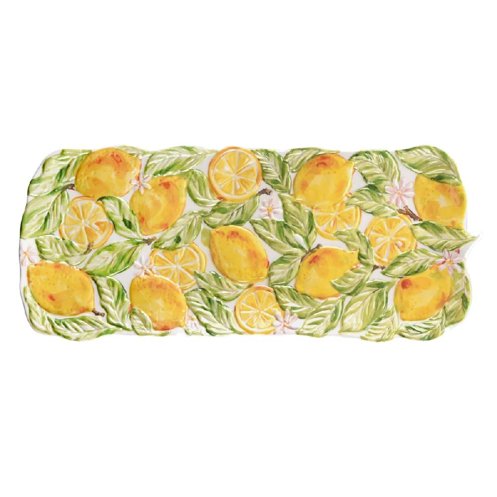At Home Painted Lemons Melamine Serving Tray 19"