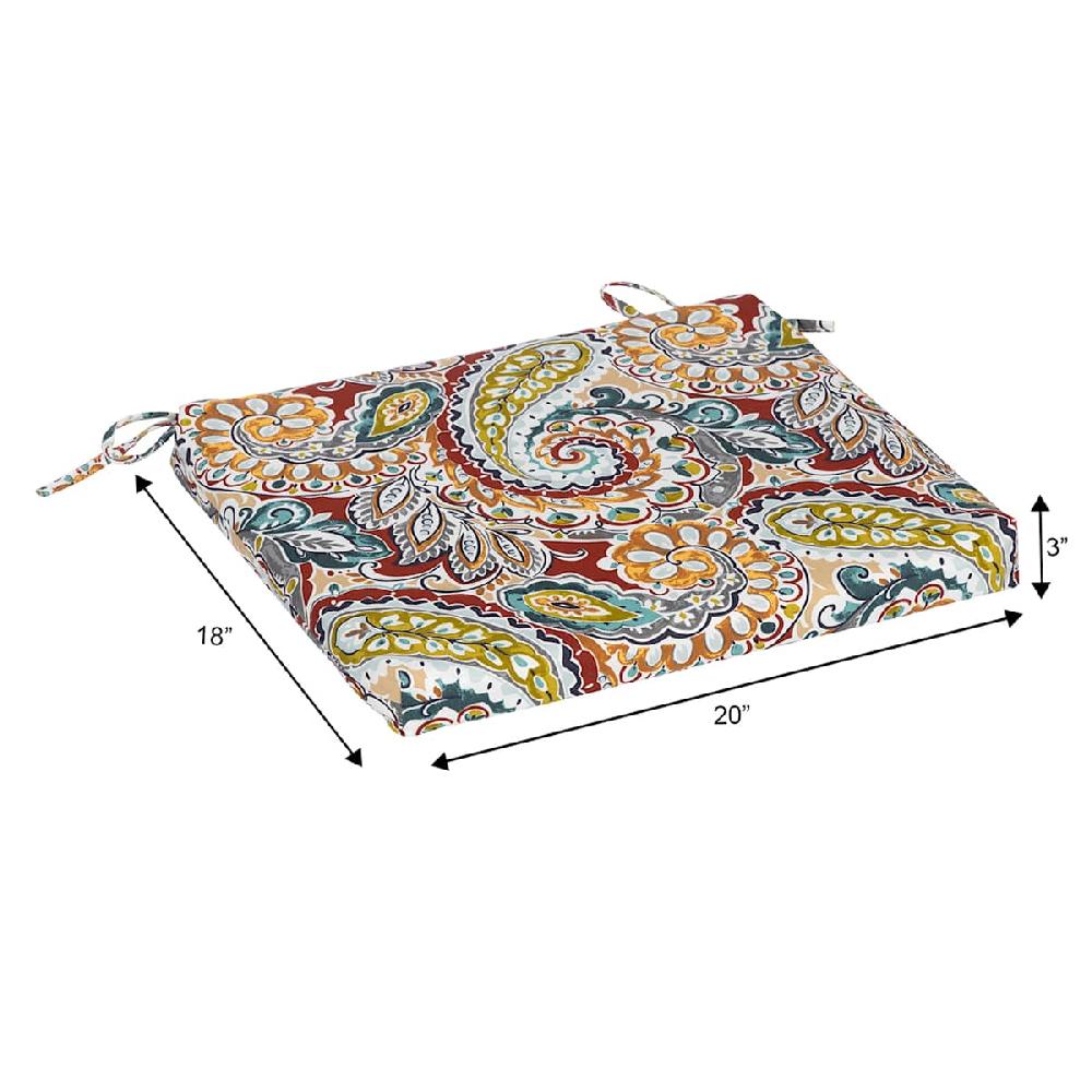 At Home Paisley Chili Outdoor Square Seat Cushion