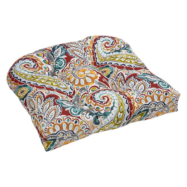 at home Paisley Chili Outdoor Wicker Seat Cushion