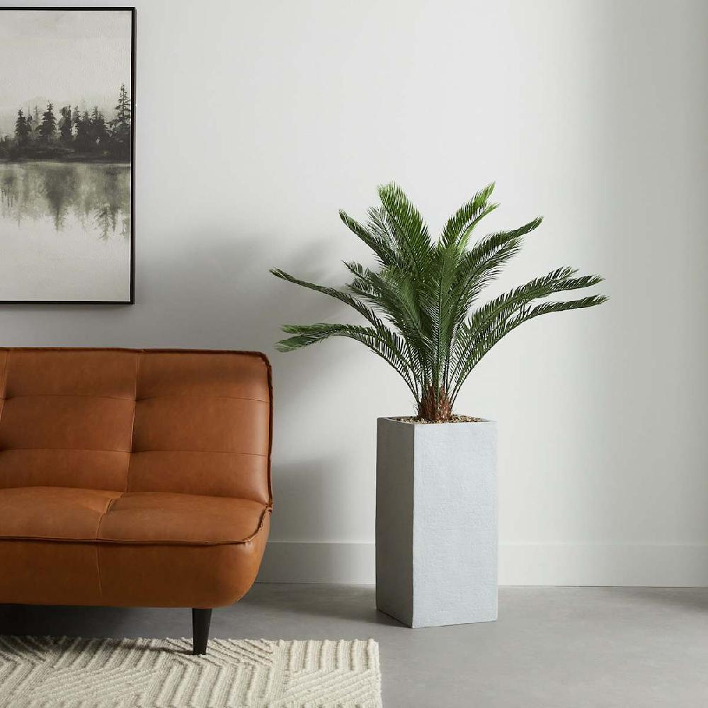 At Home Palm With Square Textured Planter 54"