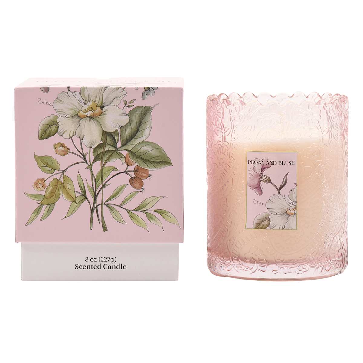 At Home Peony Blush Scented Boxed Jar Candle 6oz