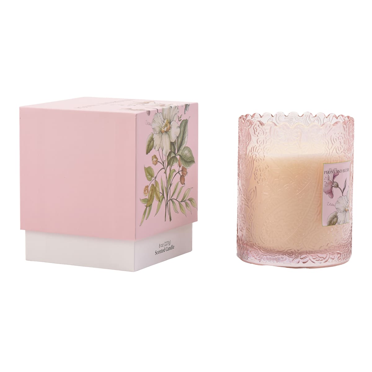 At Home Peony Blush Scented Boxed Jar Candle 6oz