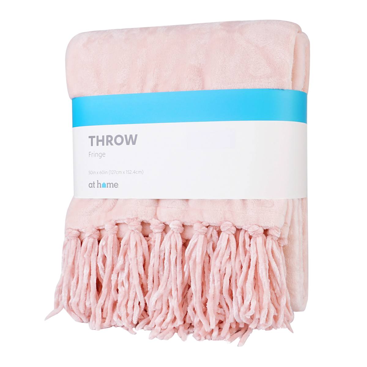 At Home Pink Fringe Throw Blanket 50x60