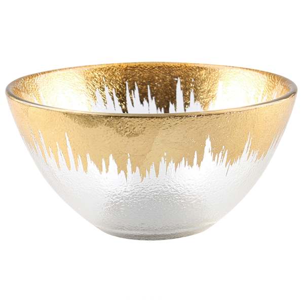 at home Prosecco Gold Foil Rim Glass Bowl