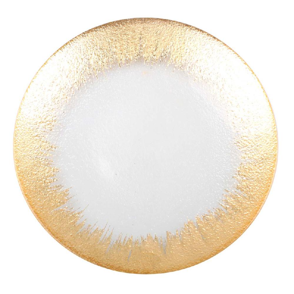 At Home Prosecco Gold Foil Rim Glass Plate