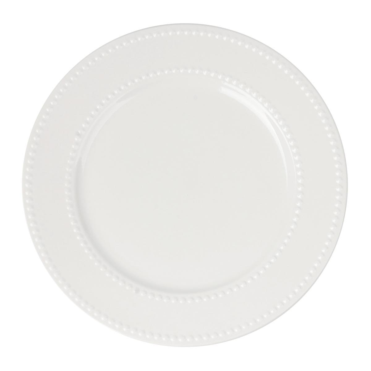 At Home Providence White Beaded Dinner Plate