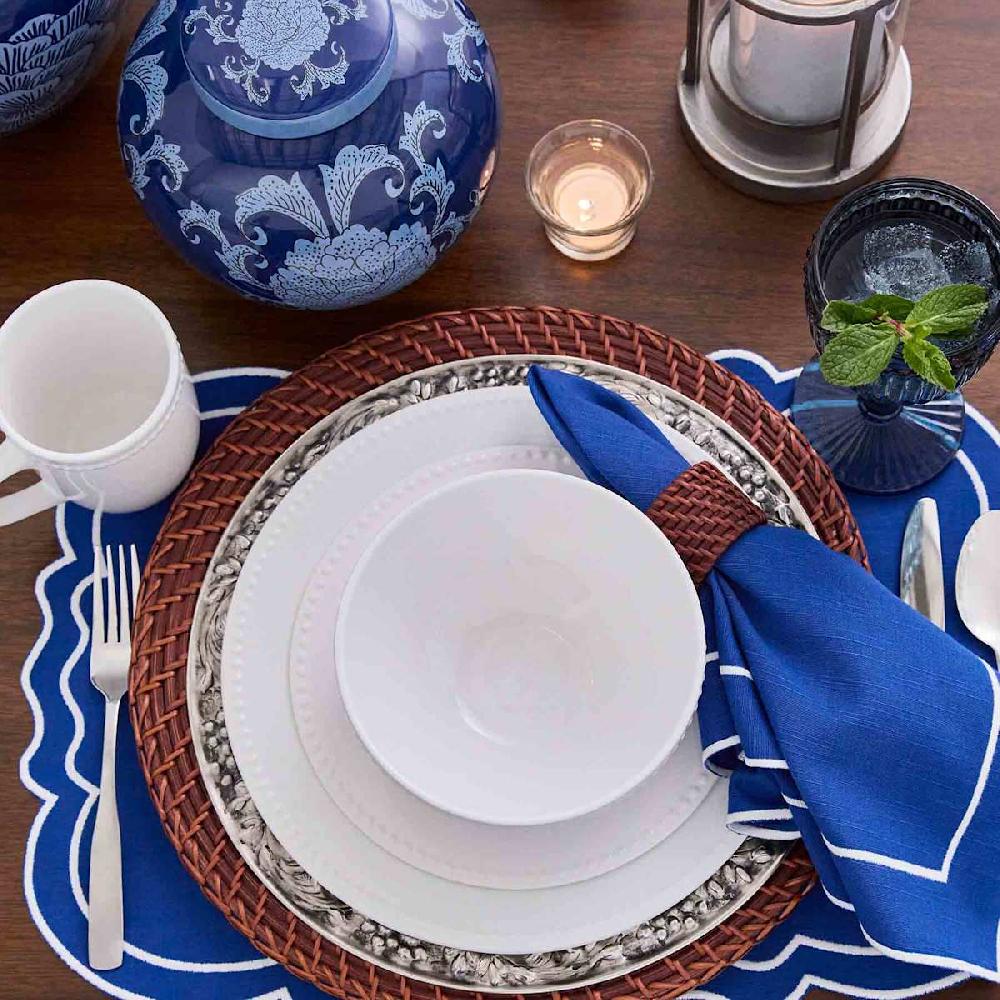 At Home Providence White Beaded Dinner Plate