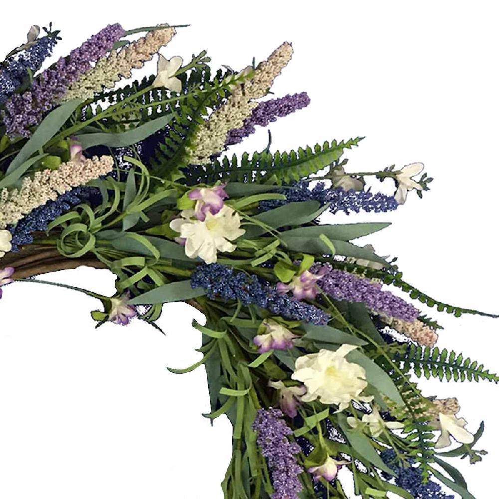 At Home Purple Heather & Floral Wreath 24"