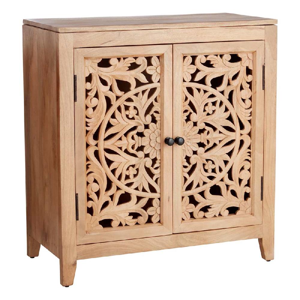 At Home Rae Cabinet With Natural Mango Wood Finish