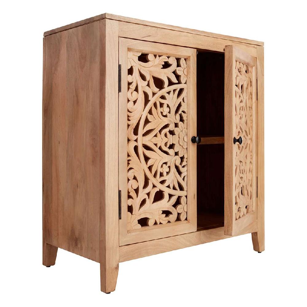 At Home Rae Cabinet With Natural Mango Wood Finish