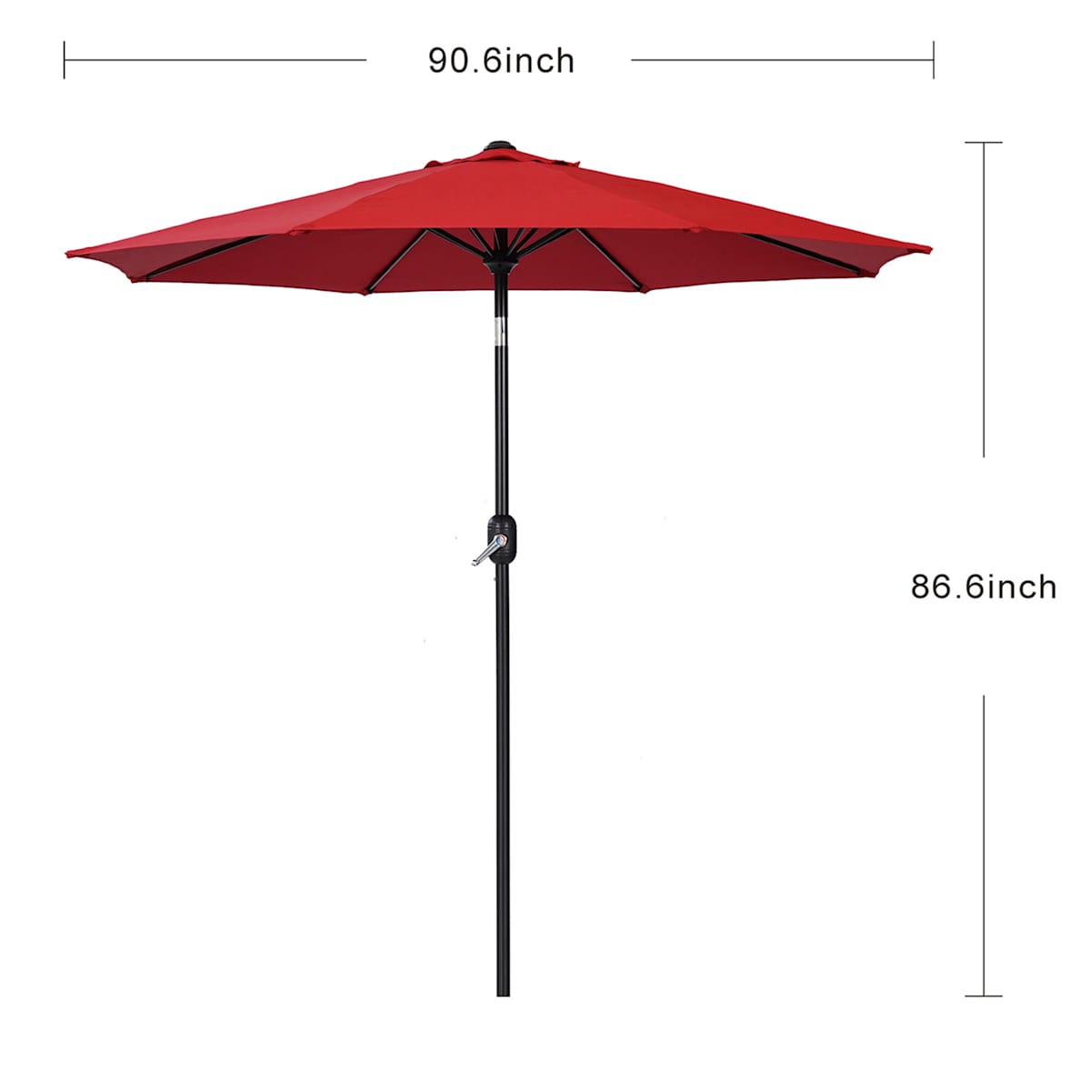 At Home Red Crank & Tilt Round Patio Umbrella 7.5'