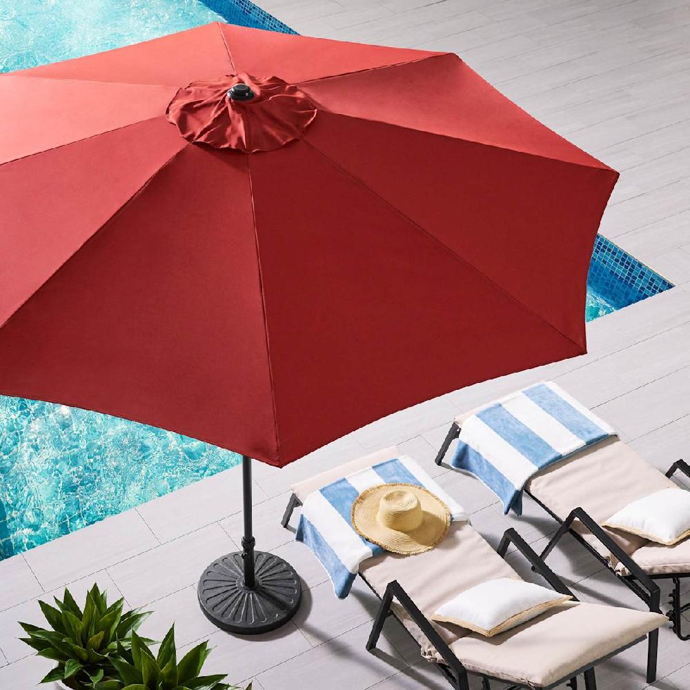 At Home Red Crank & Tilt Round Patio Umbrella 9'