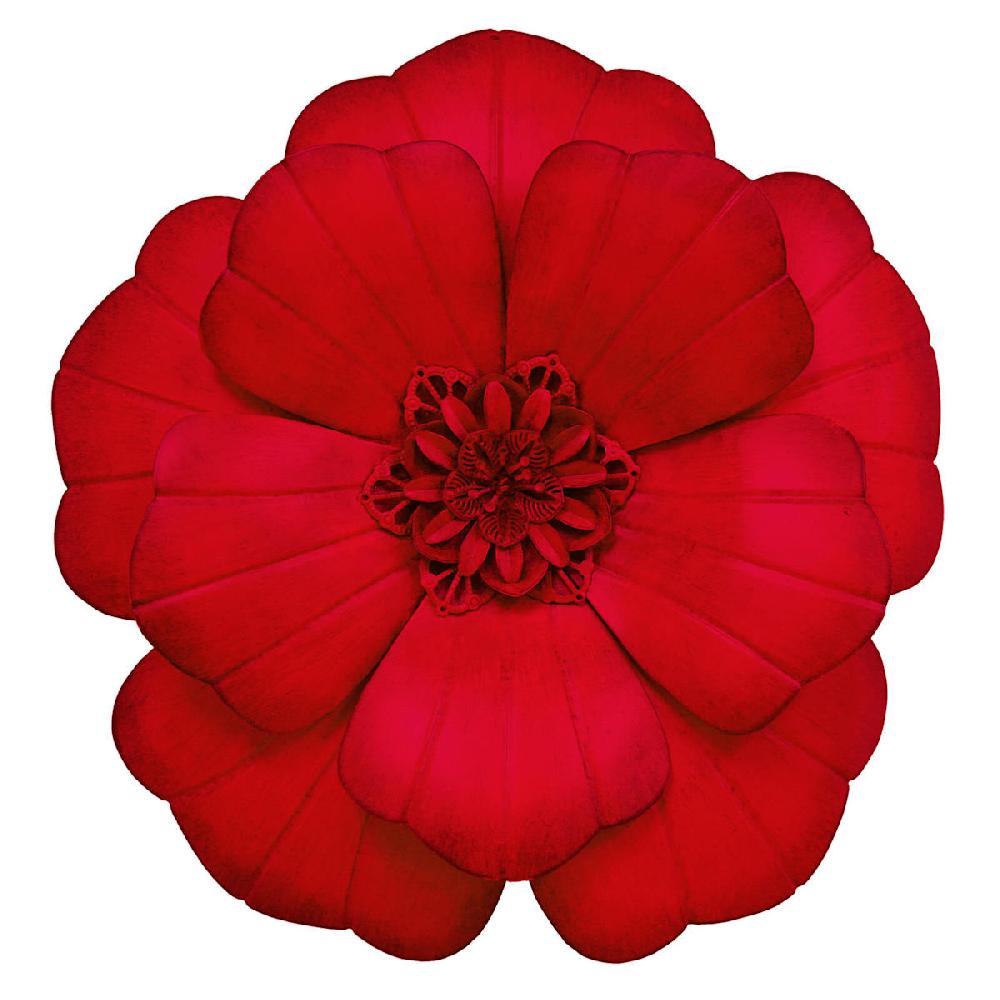 At Home Red Metal Flower Wall Decor 12"