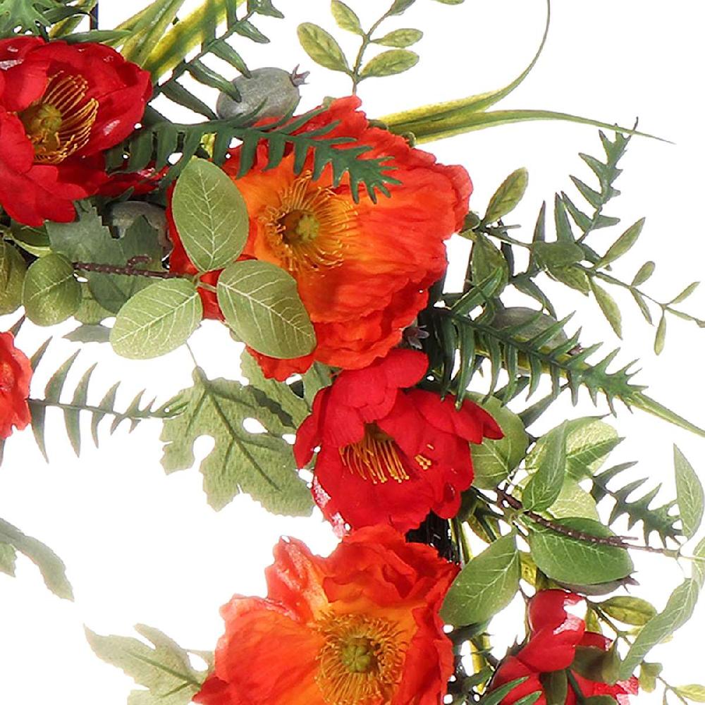 At Home Red Summer Flower Wreath 22"