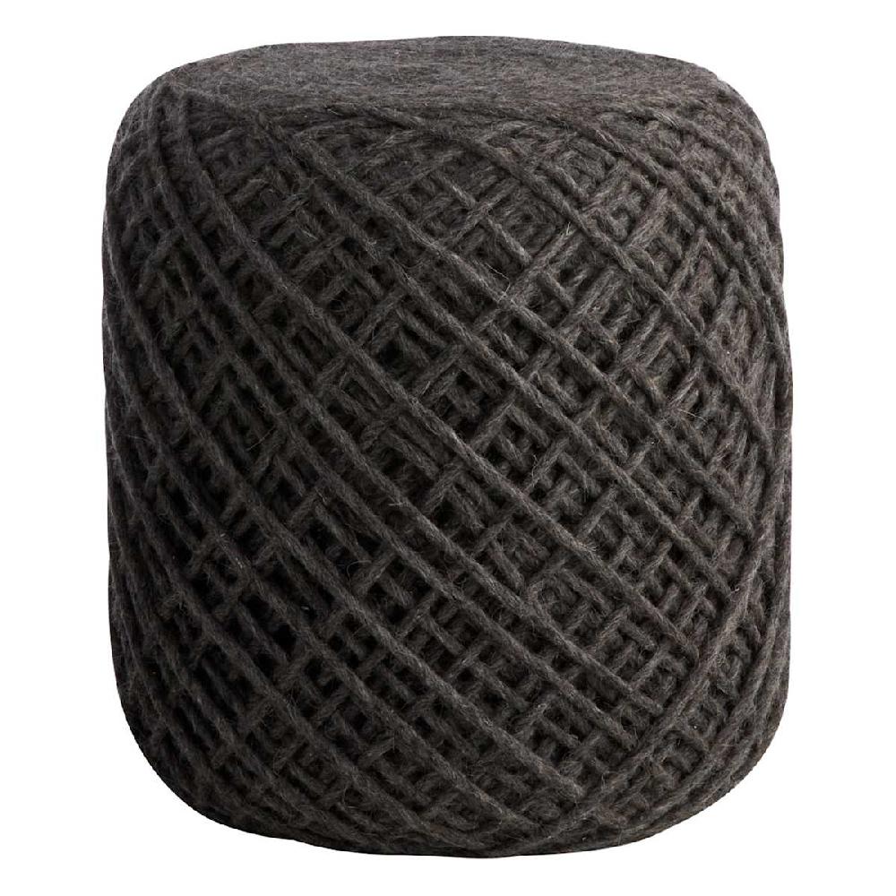 At Home Reid Twisted Round Ottoman Wool Grey