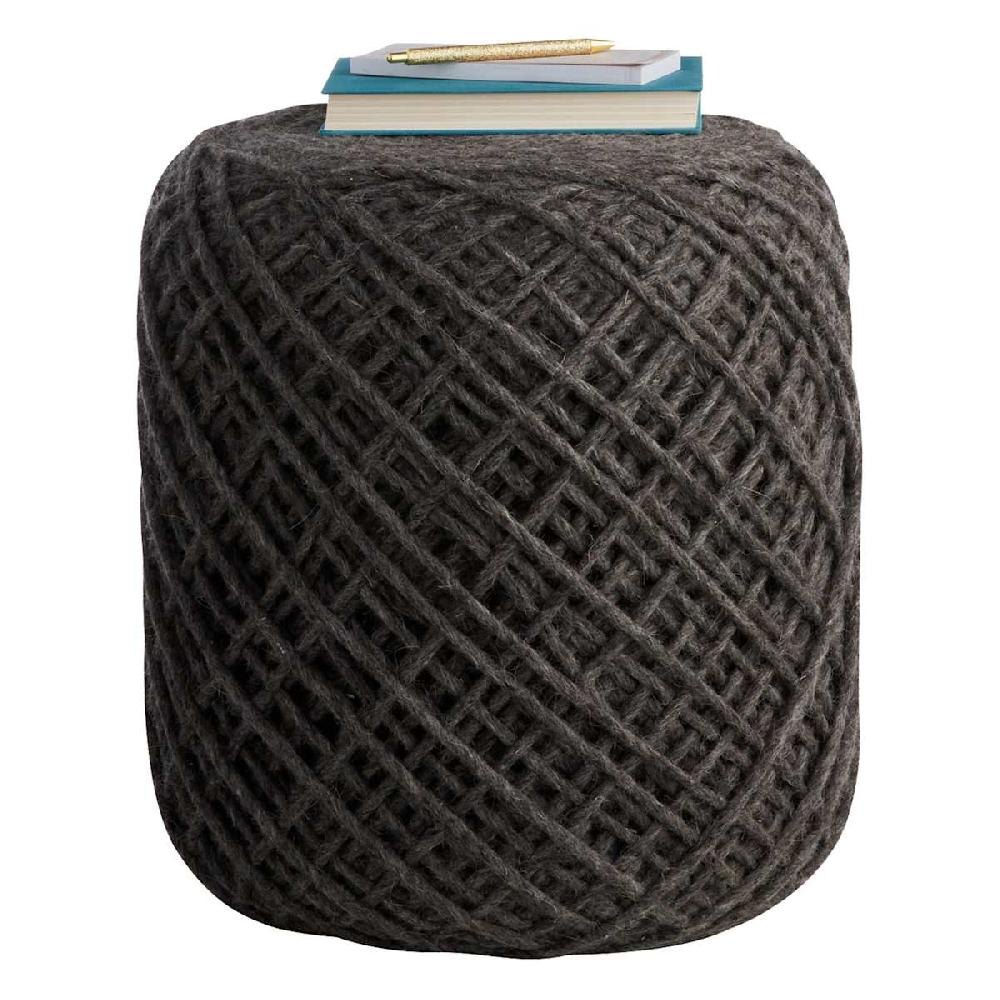 At Home Reid Twisted Round Ottoman Wool Grey