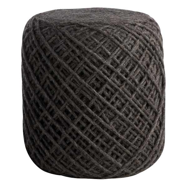 at home Reid Twisted Round Ottoman Wool Grey
