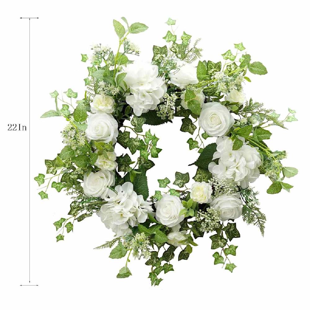 At Home Rose Hydrangea & Leaves Wreath 22"