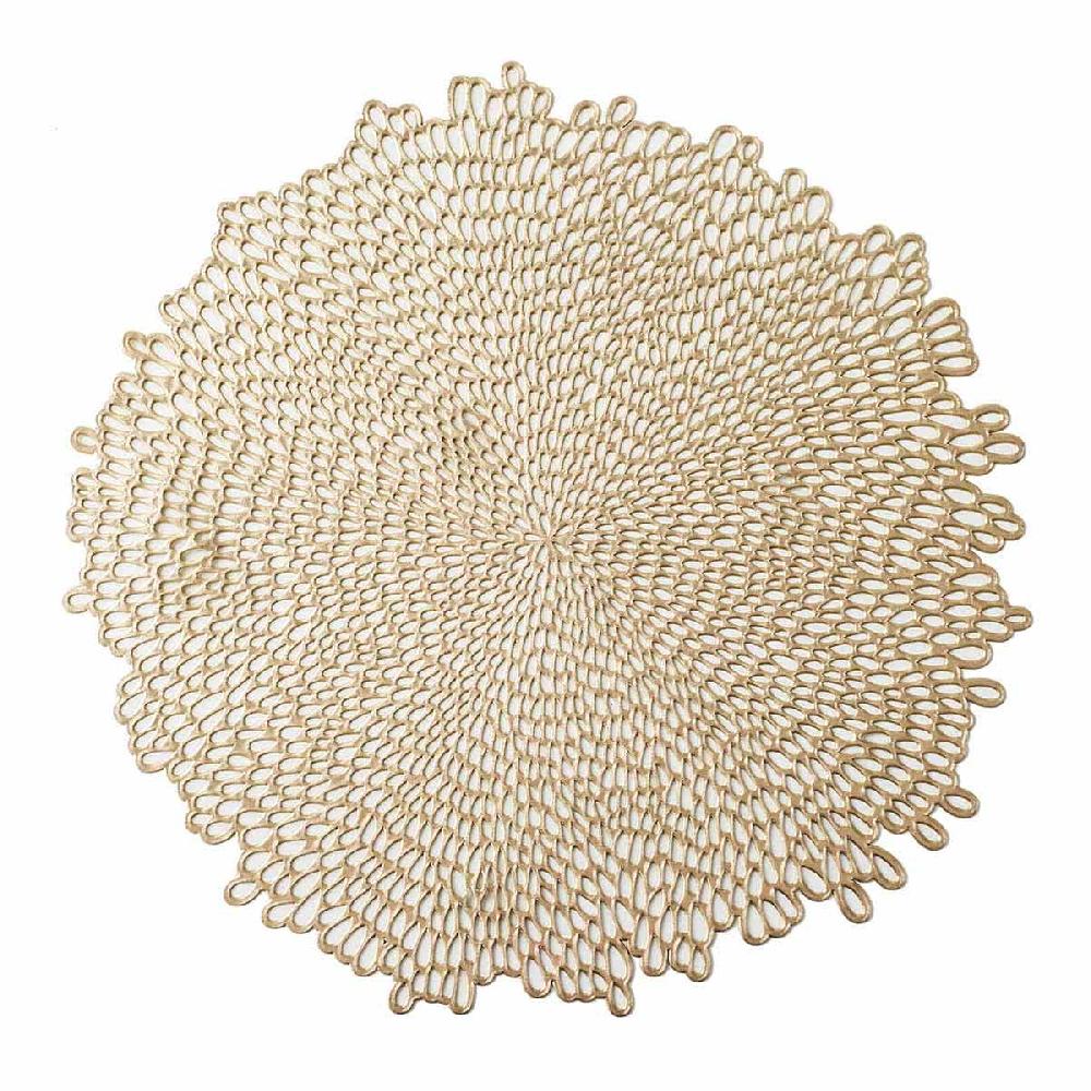 At Home Round Gold Bloom Vinyl Placemat