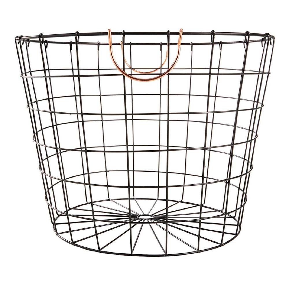 At Home Round Wire Storage Basket Bronze