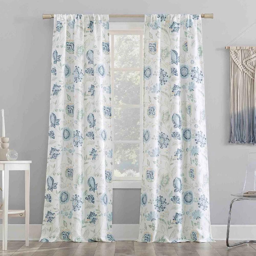 At Home Selah Blue & Yellow Print Curtain Panel 84"