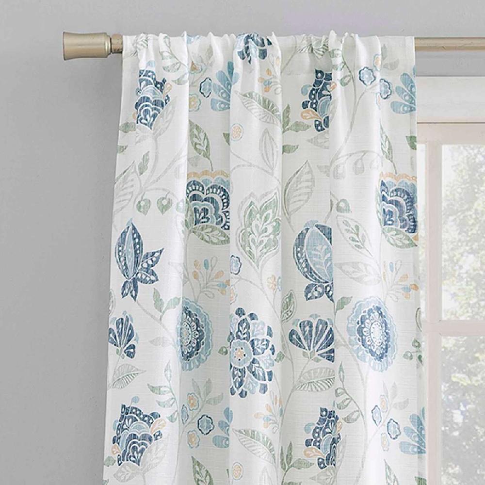 At Home Selah Blue & Yellow Print Curtain Panel 84"