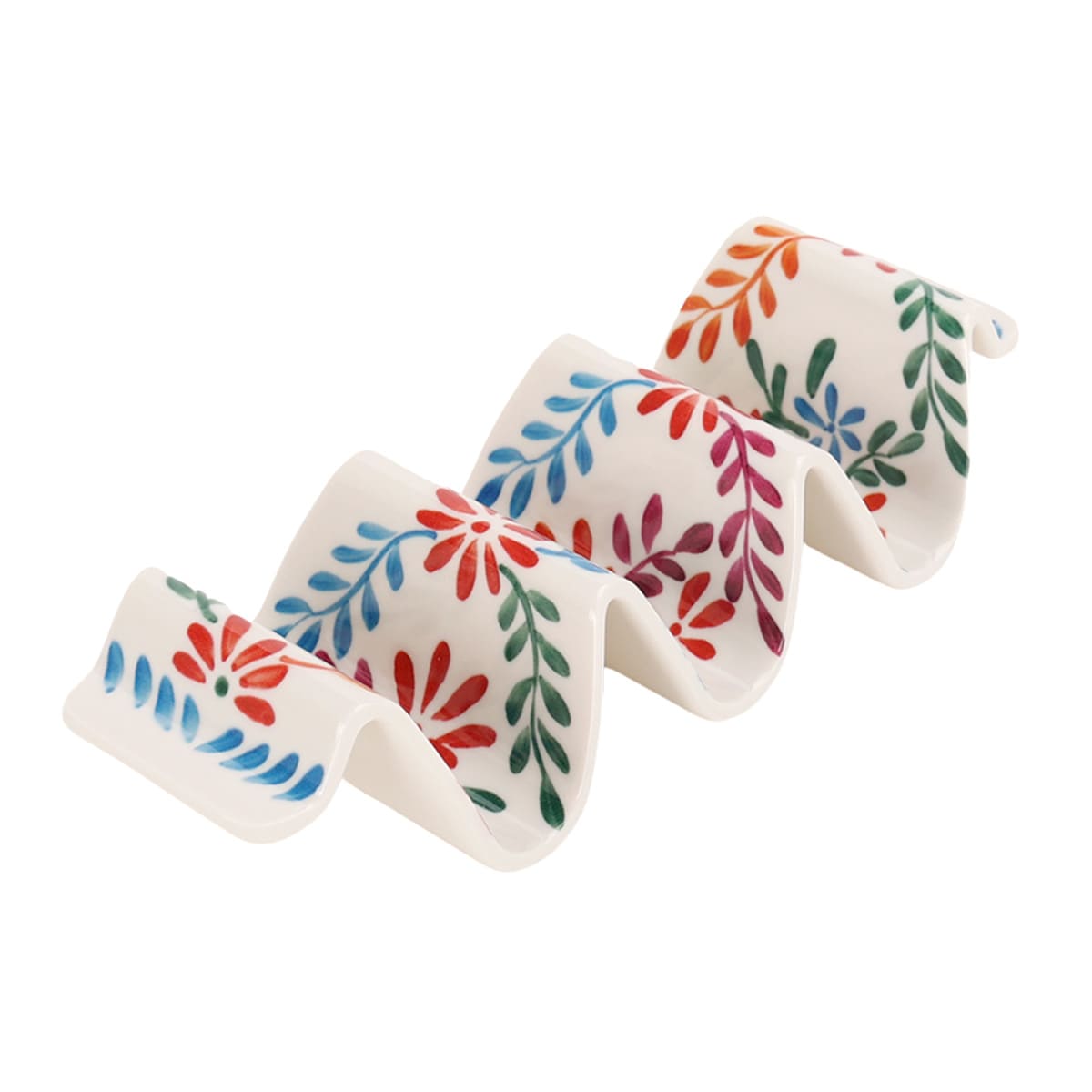 At Home Set Of 2 White Floral Taco Holders 7x3