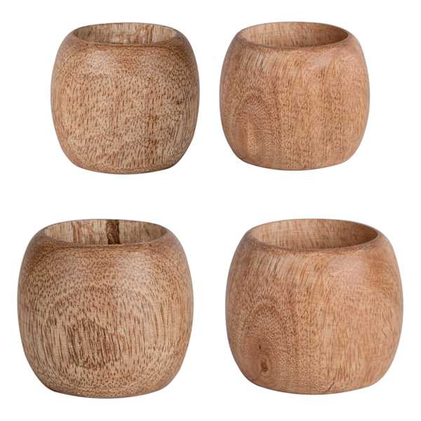 at home Set of 4 Natural Wooden Napkin Rings