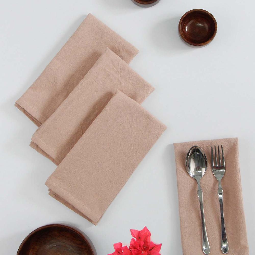 At Home Set Of 4 Rose Linen-Like Cotton Napkins 18"